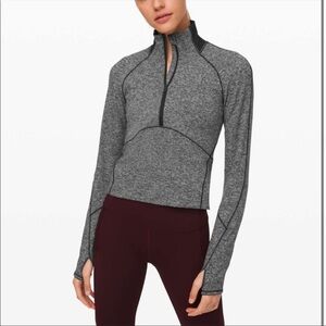 Lululemon- Always Alert 1/2 Zip In Heathered Black- 2